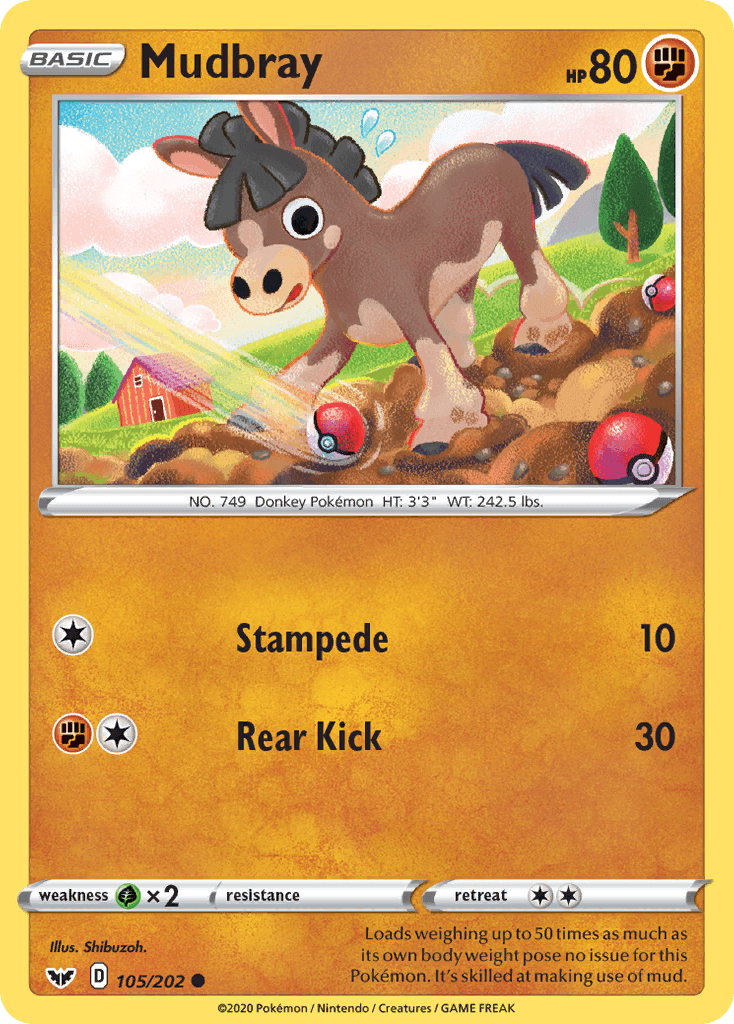 Mudbray, carta 105 de Sword & Shield