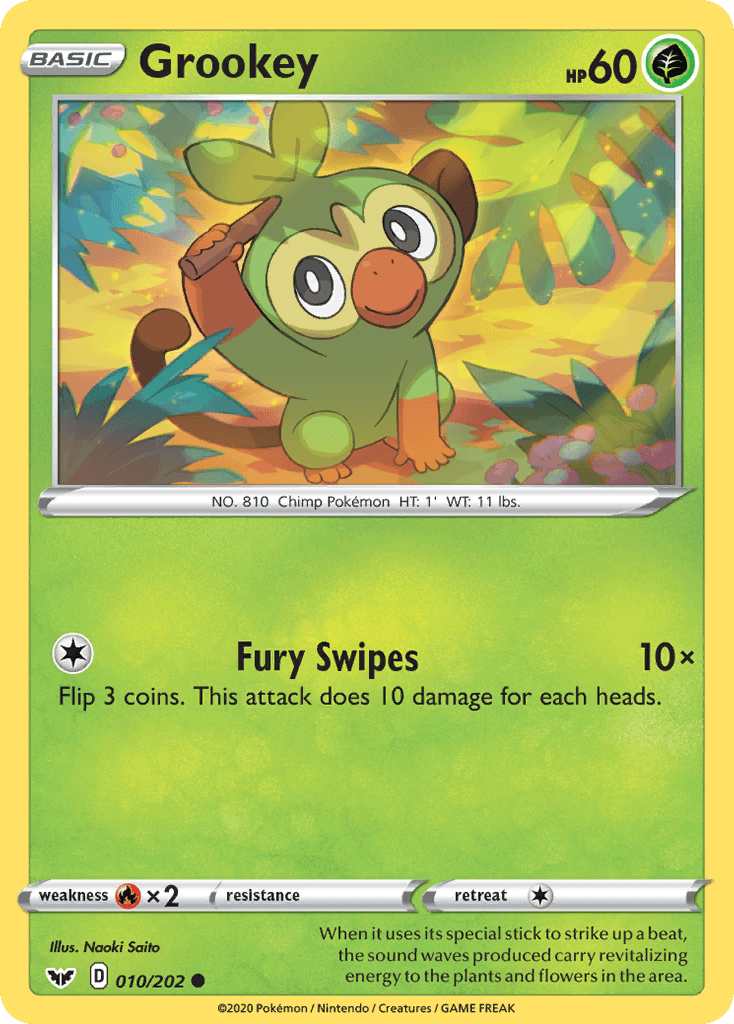 Grookey, carta 10 de Sword & Shield