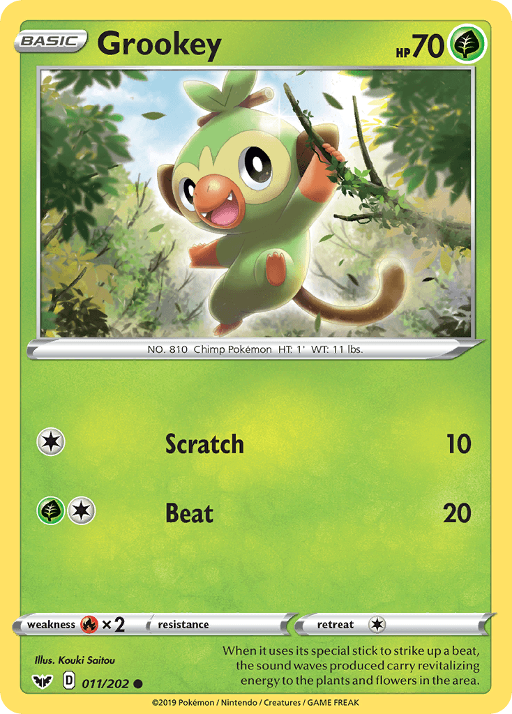 Grookey, carta 11 de Sword & Shield