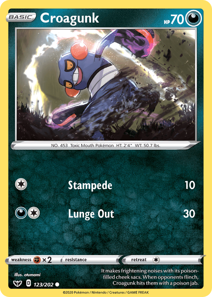 Croagunk, carta 123 de Sword & Shield