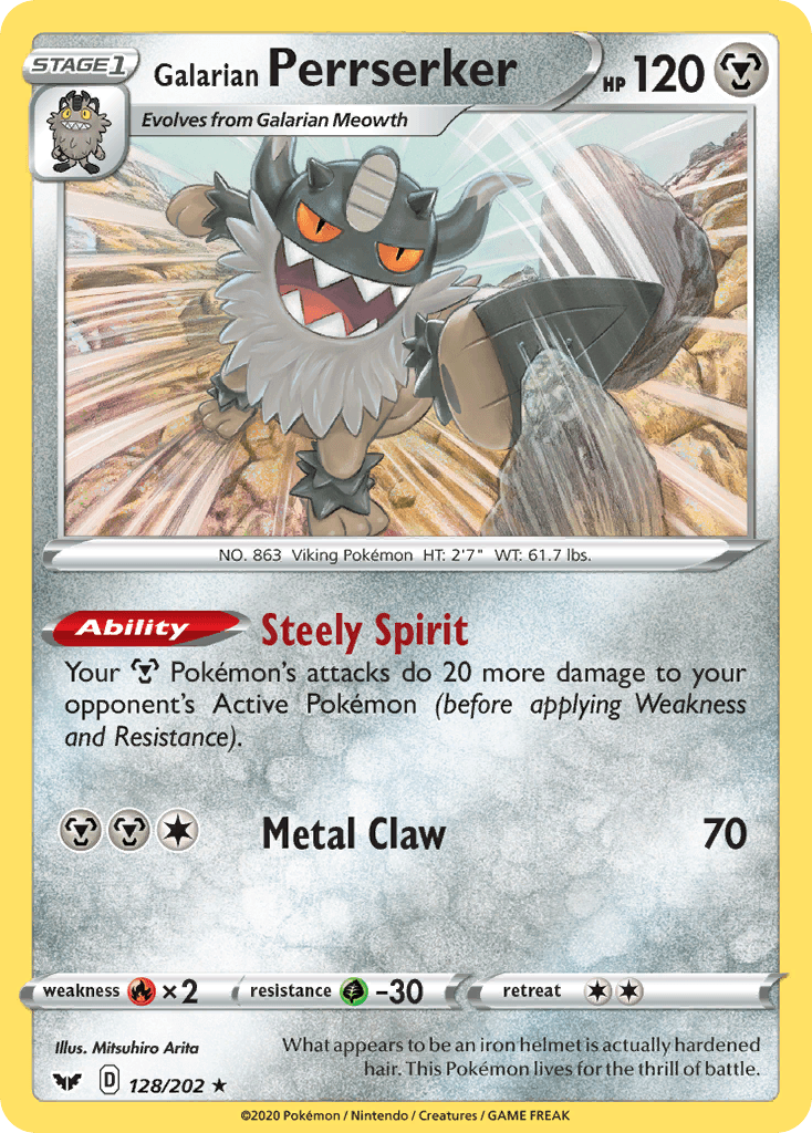 Galarian Perrserker, carta 128 de Sword & Shield