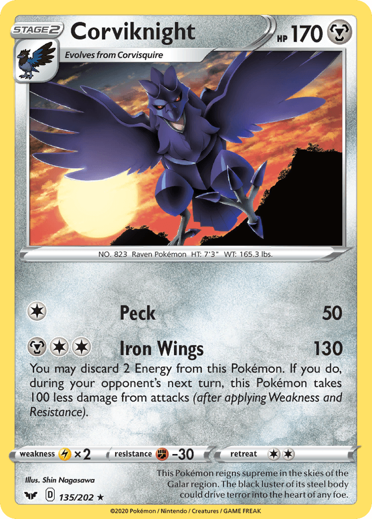 Corviknight, carta 135 de Sword & Shield