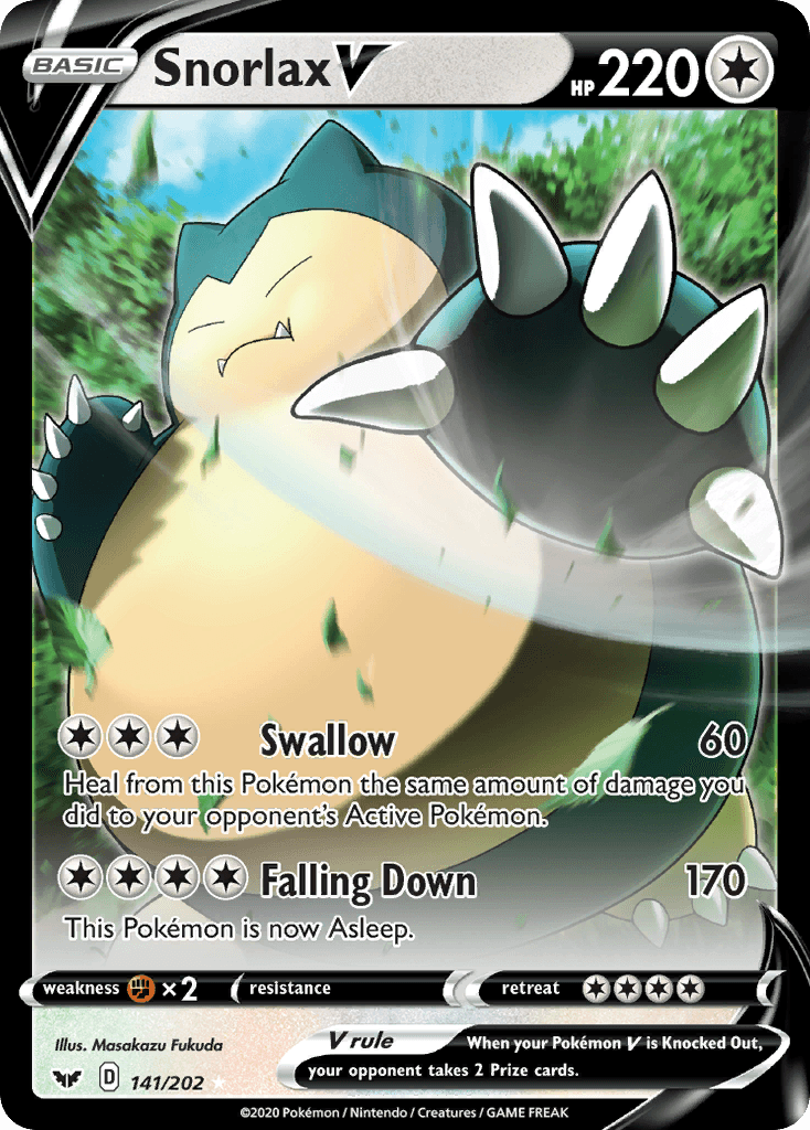 Snorlax V, carta 141 de Sword & Shield