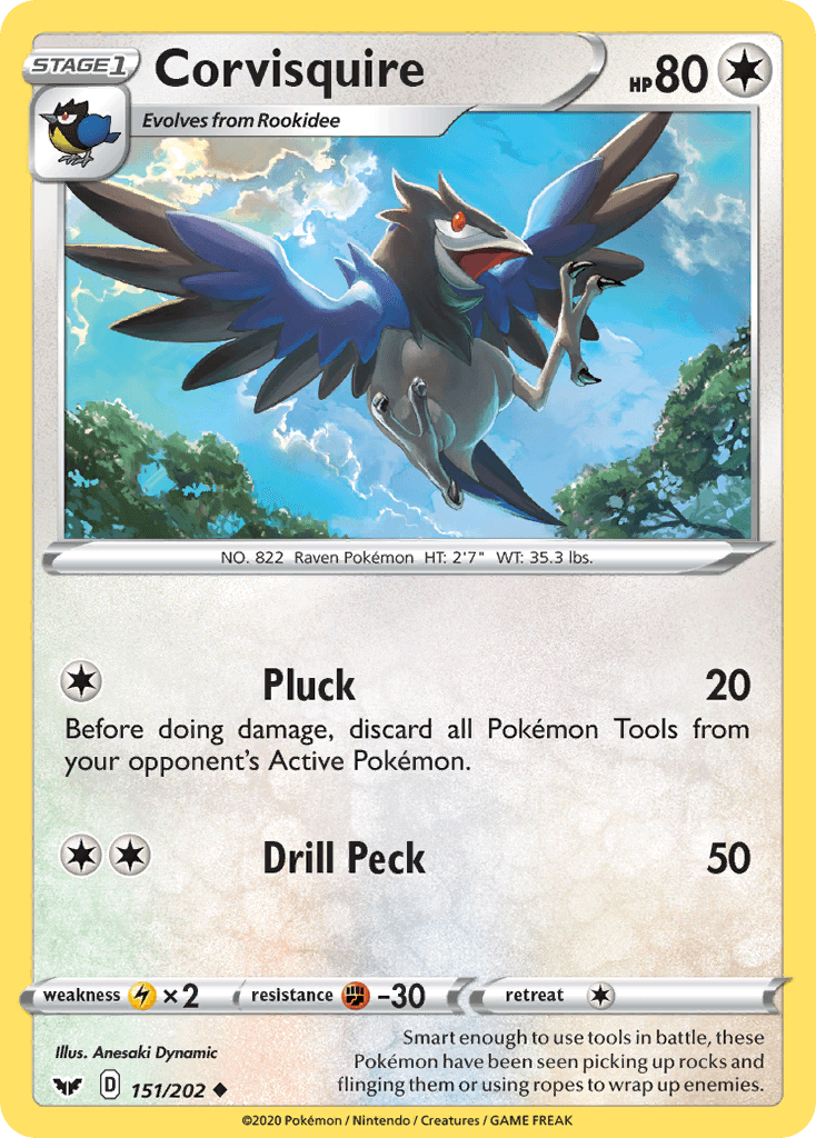 Corvisquire, carta 151 de Sword & Shield