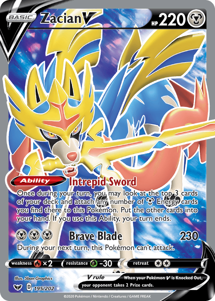 Zacian V, carta 195 de Sword & Shield