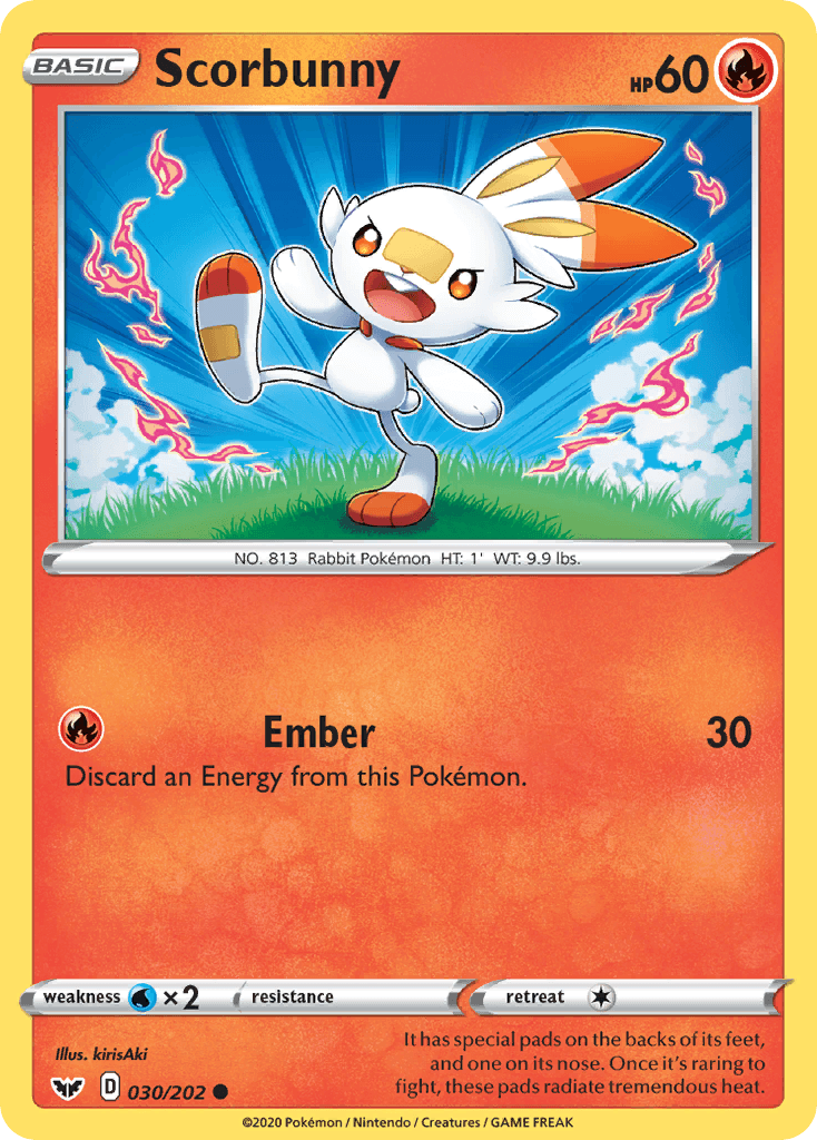 Scorbunny, carta 30 de Sword & Shield