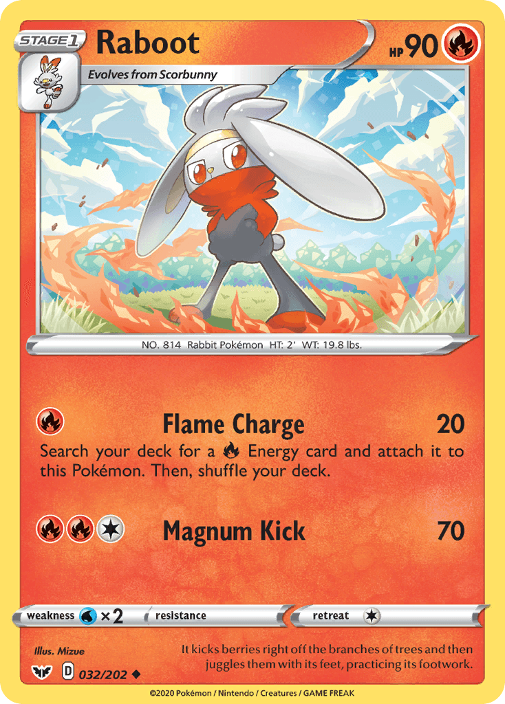 Raboot, carta 32 de Sword & Shield