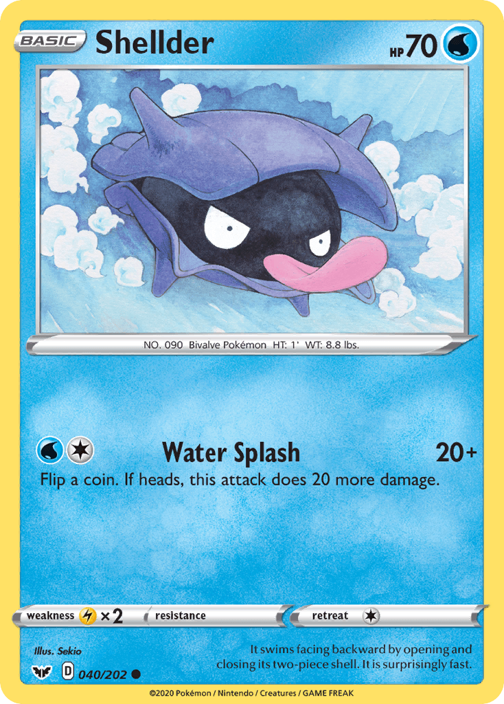 Shellder, carta 40 de Sword & Shield