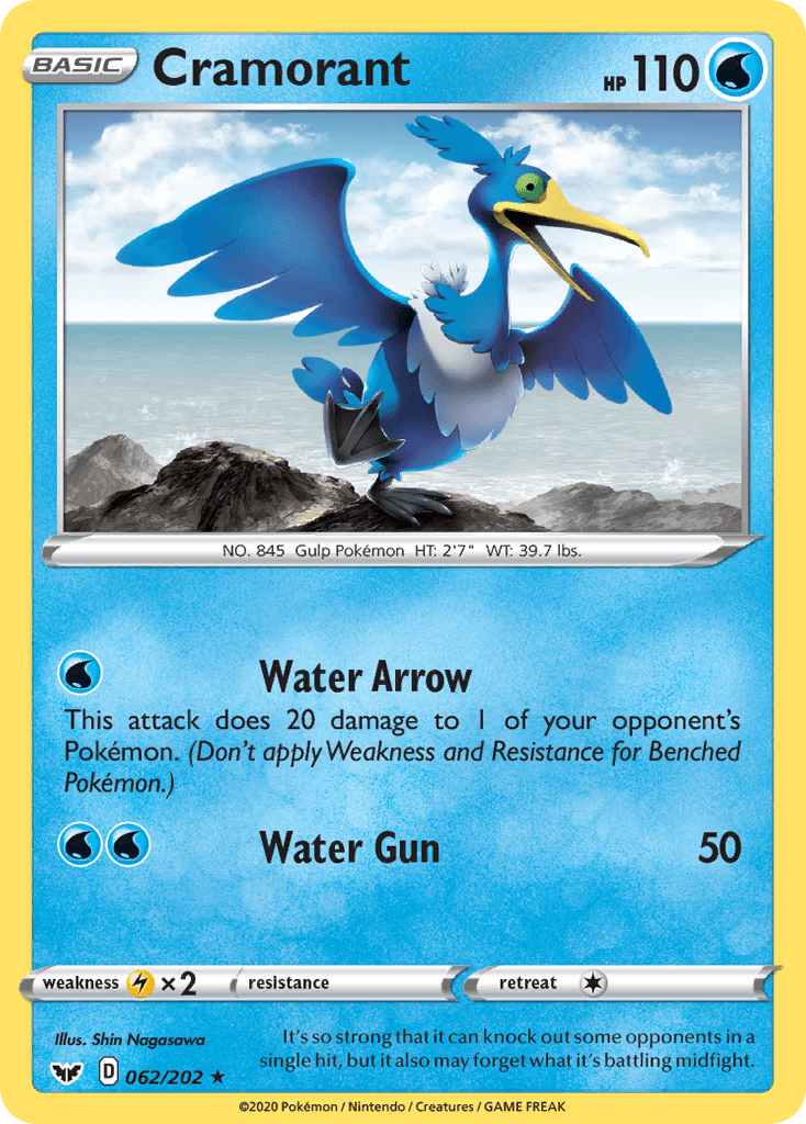 Cramorant, carta 62 de Sword & Shield