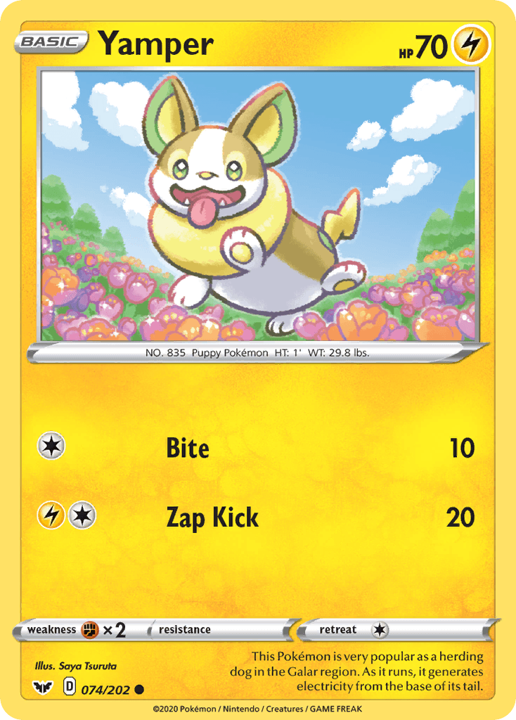 Yamper, carta 74 de Sword & Shield