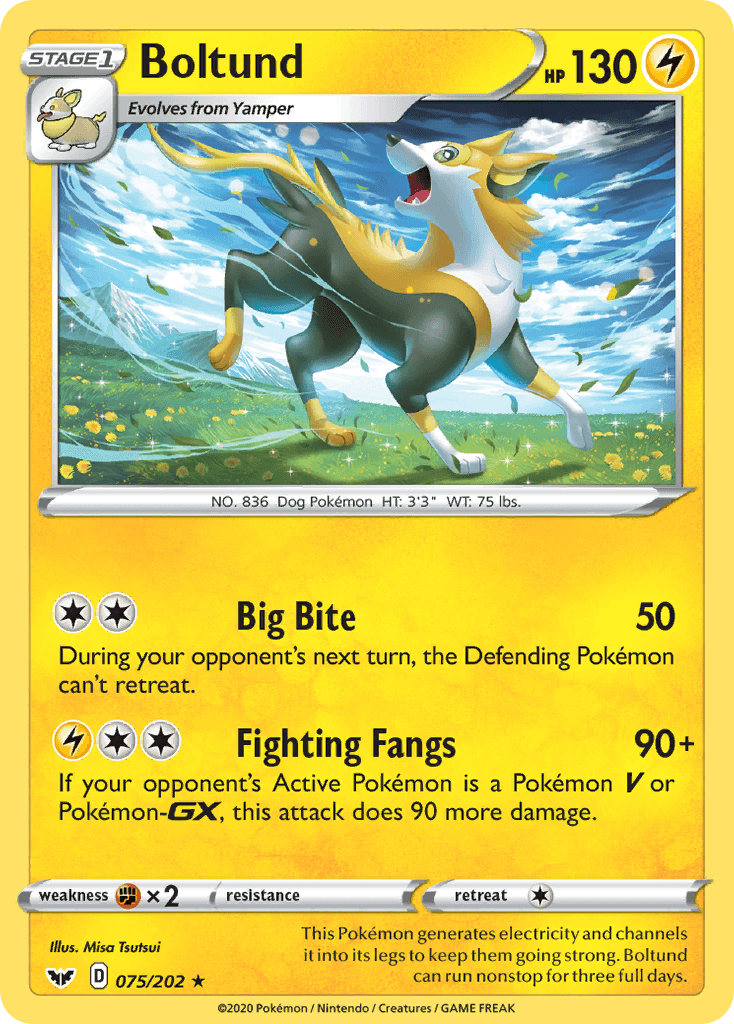 Boltund, carta 75 de Sword & Shield