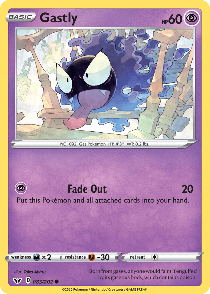 Gastly, carta 83 de Sword & Shield