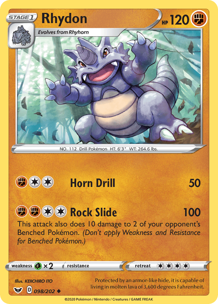Rhydon, carta 98 de Sword & Shield