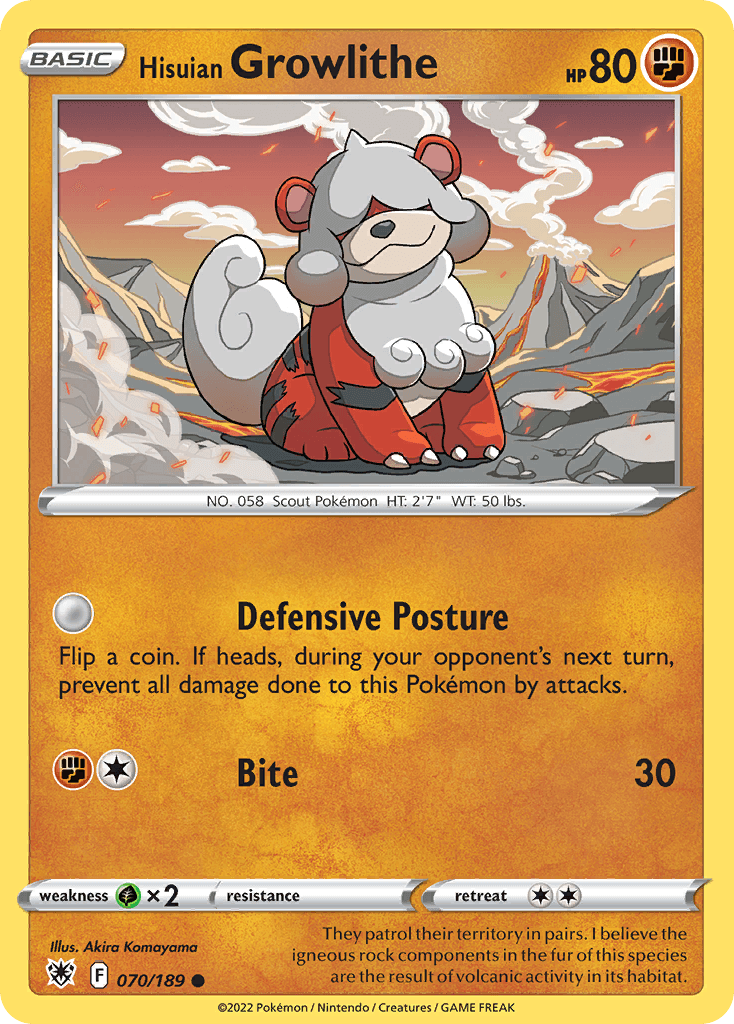 Hisuian Growlithe, carta 070 de Astral Radiance