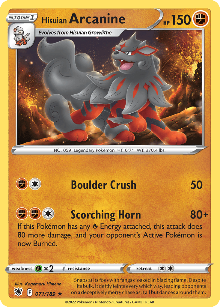 Hisuian Arcanine, carta 071 de Astral Radiance