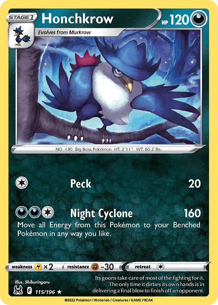 Honchkrow, carta 115 de Lost Origin