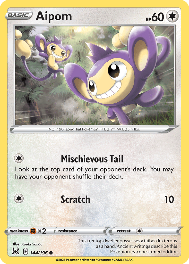 Aipom, carta 144 de Lost Origin