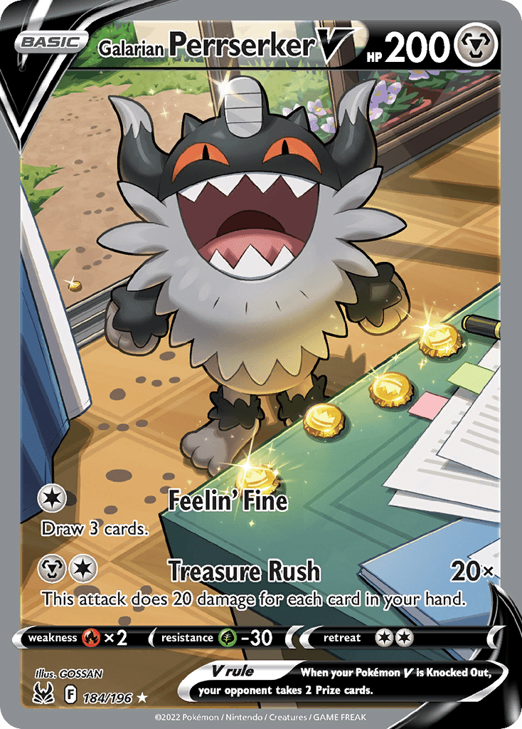 Galarian Perrserker V, carta 184 de Lost Origin