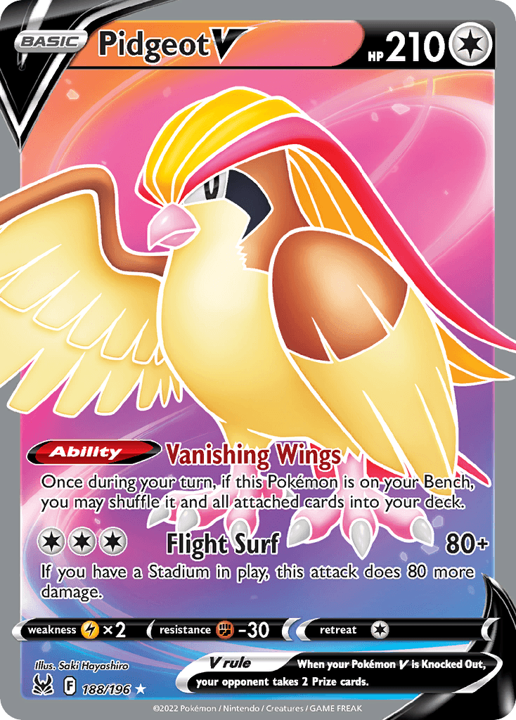 Pidgeot V, carta 188 de Lost Origin