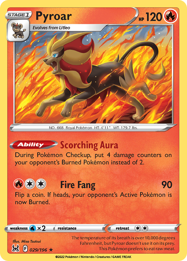 Pyroar, carta 029 de Lost Origin