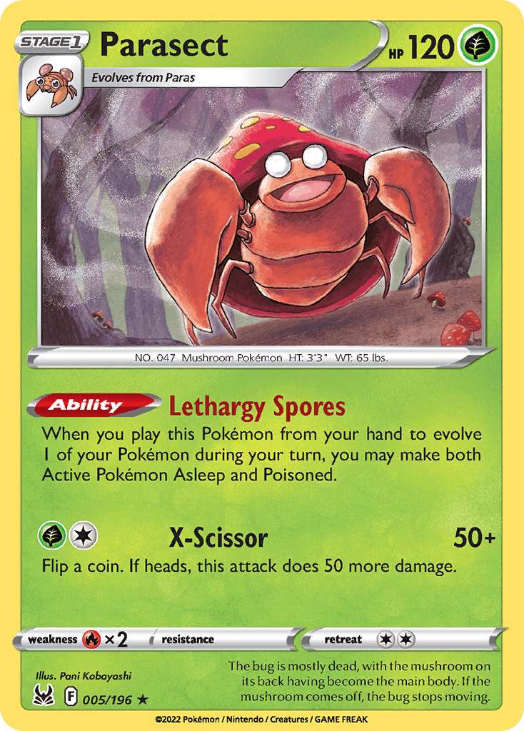 Parasect, carta 005 de Lost Origin