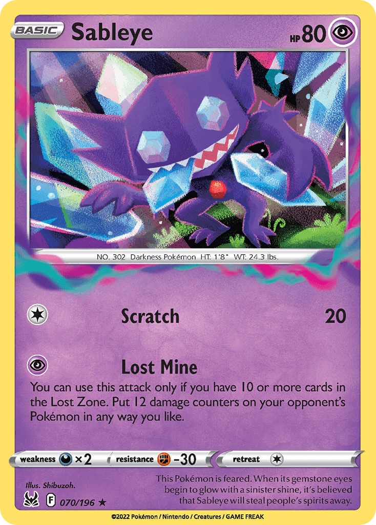 Sableye, carta 070 de Lost Origin