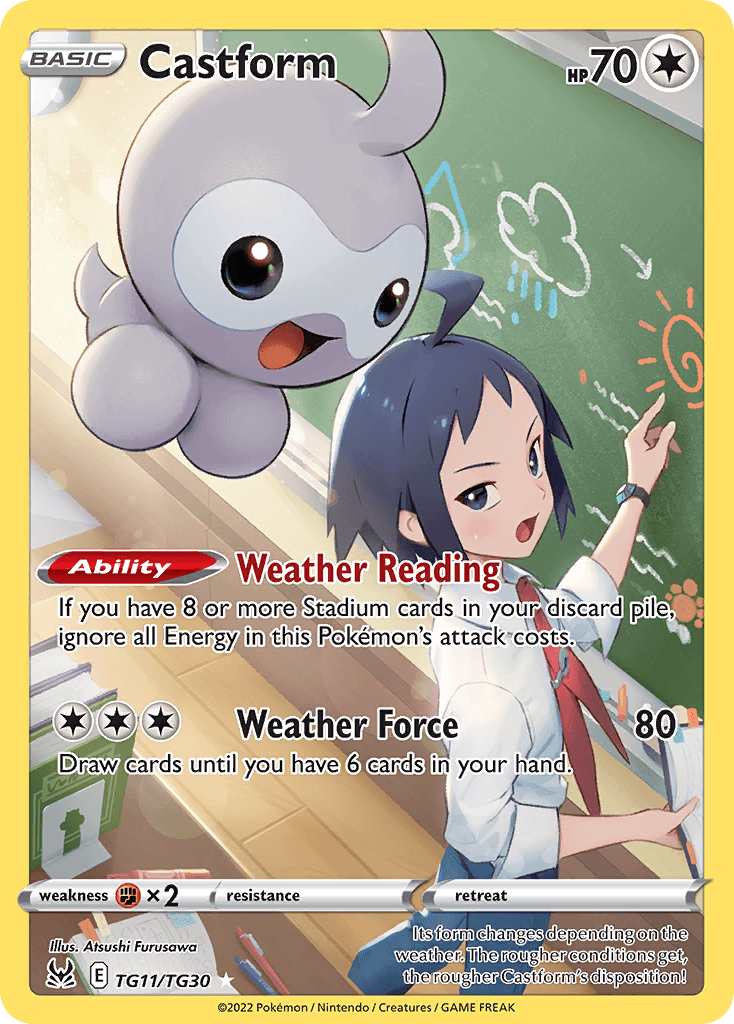 Castform, carta TG11 de Lost Origin Trainer Gallery