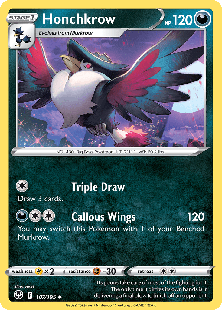 Honchkrow, carta 107 de Silver Tempest