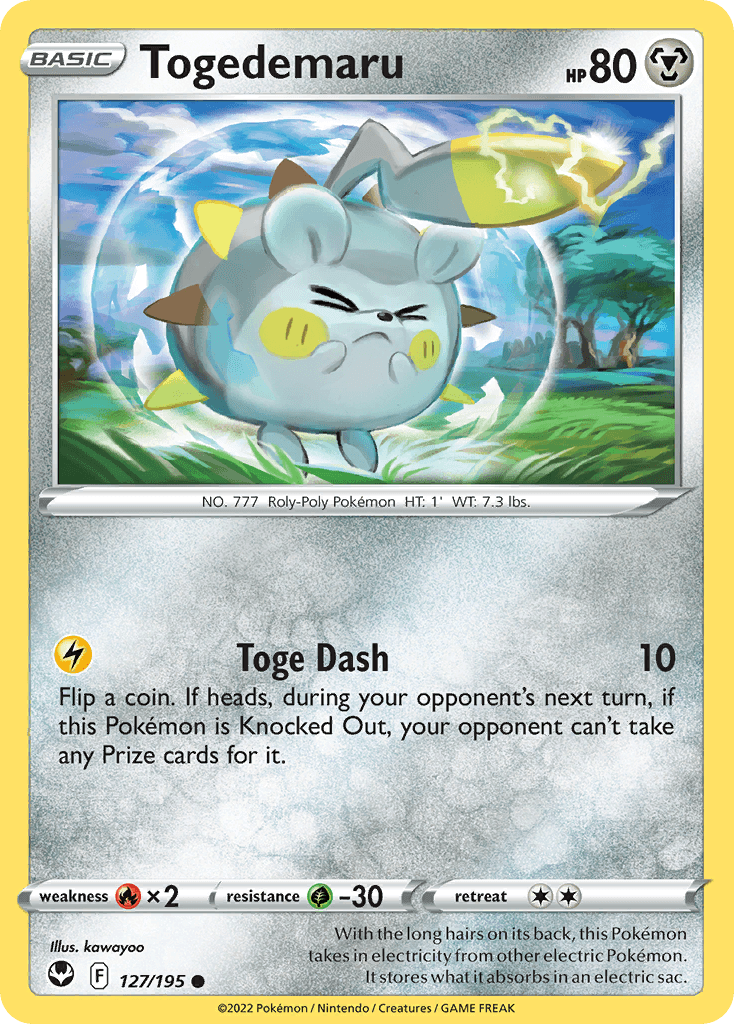 Togedemaru, carta 127 de Silver Tempest
