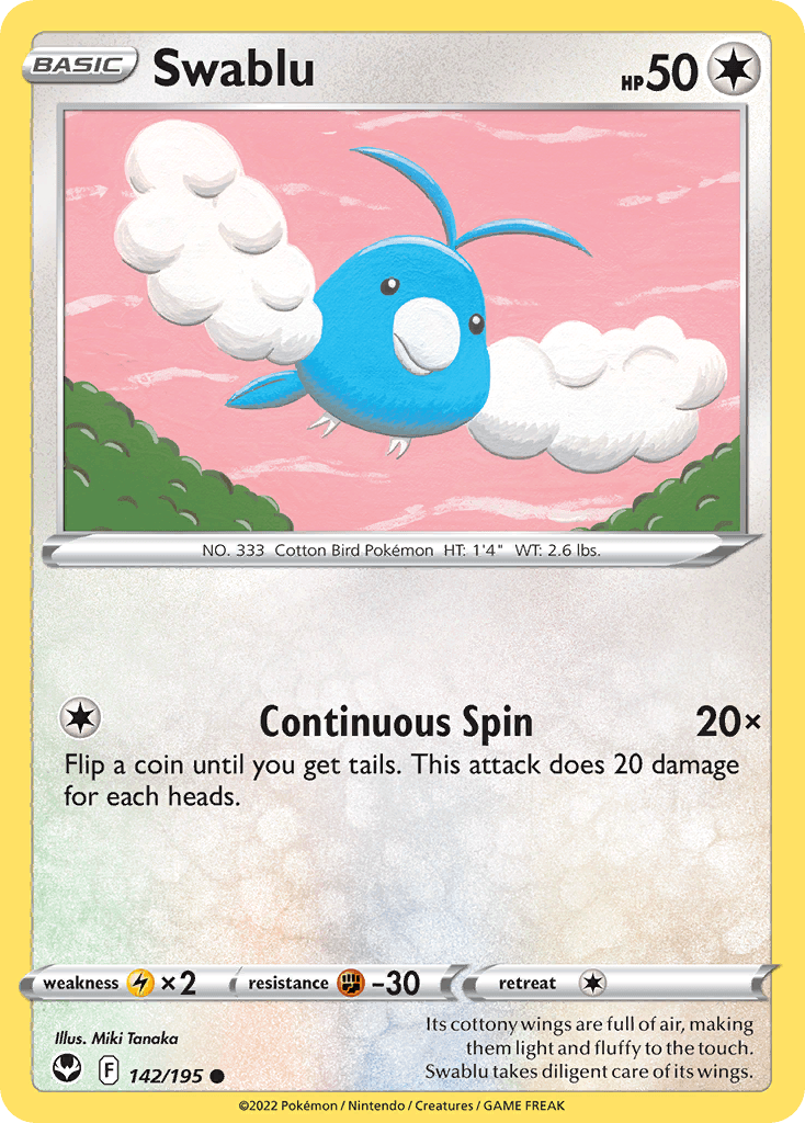 Swablu, carta 142 de Silver Tempest