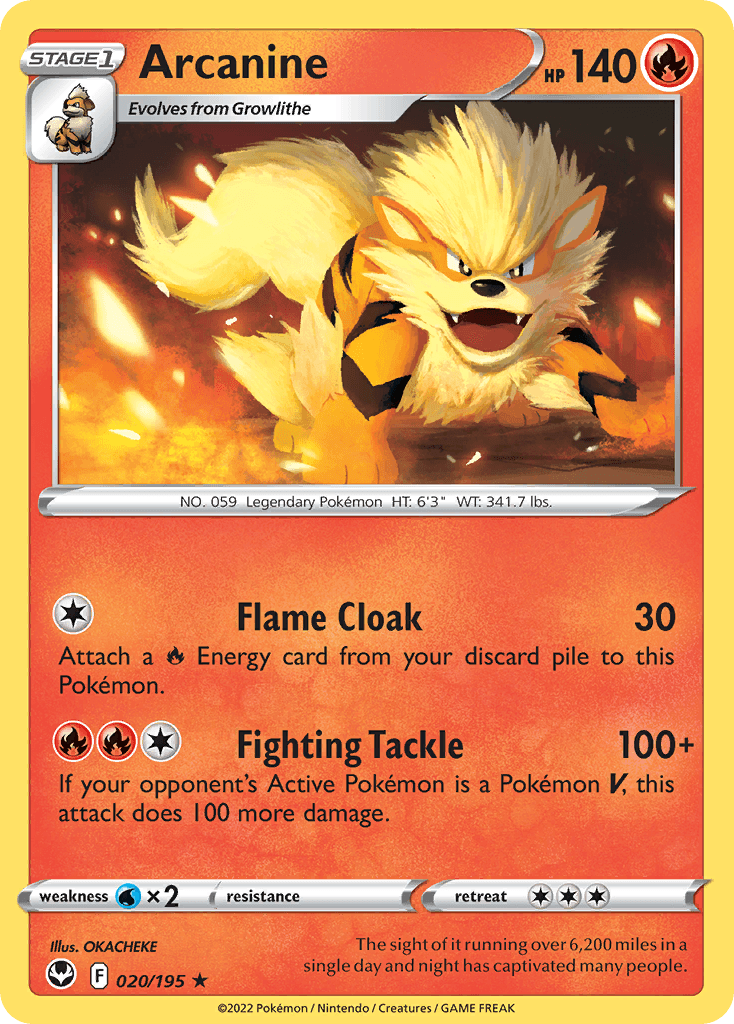 Arcanine, carta 020 de Silver Tempest