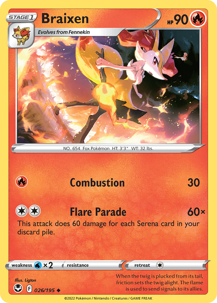 Braixen, carta 026 de Silver Tempest