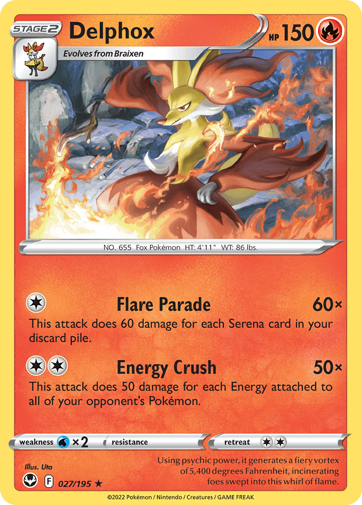 Delphox, carta 027 de Silver Tempest