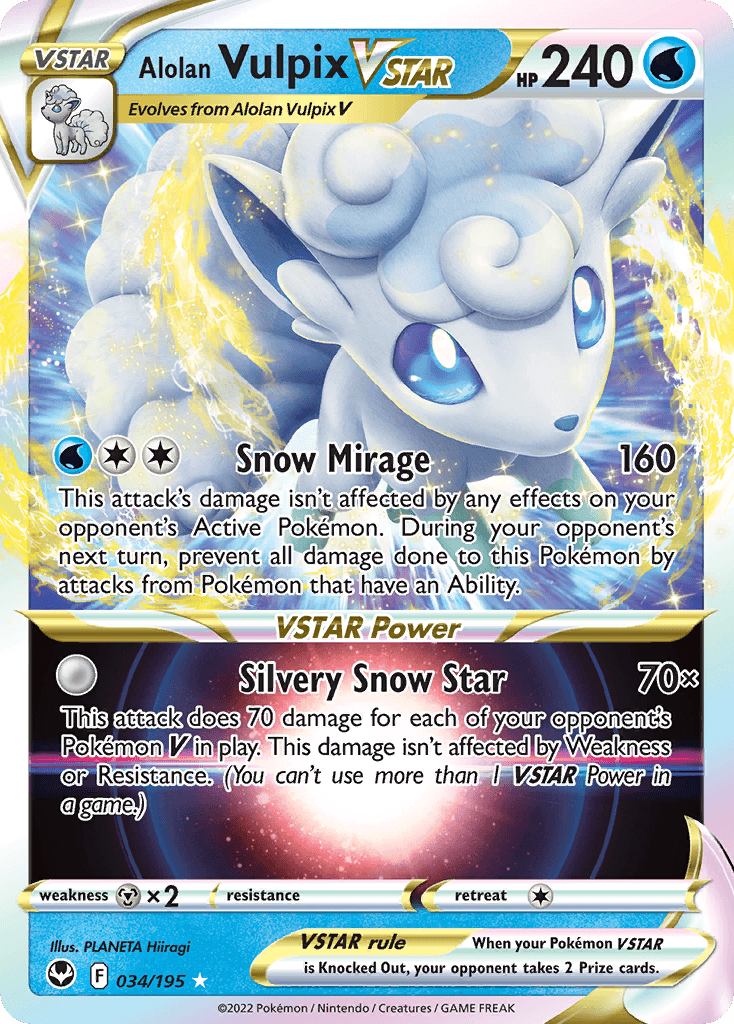 Alolan Vulpix VSTAR, carta 034 de Silver Tempest