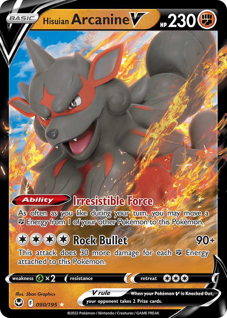 Hisuian Arcanine V, carta 090 de Silver Tempest