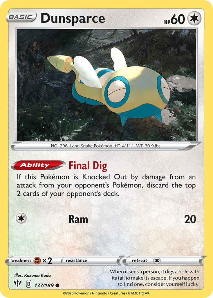 Dunsparce, carta 137 de Darkness Ablaze