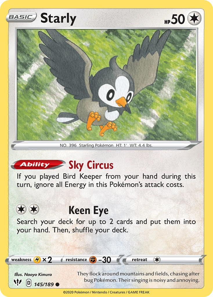Starly, carta 145 de Darkness Ablaze