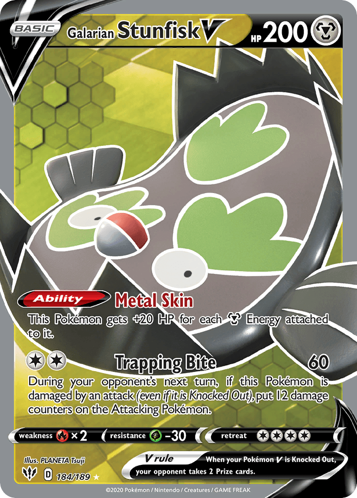 Galarian Stunfisk V, carta 184 de Darkness Ablaze