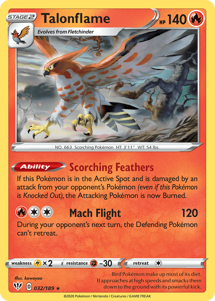 Talonflame, carta 32 de Darkness Ablaze