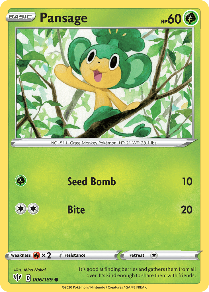 Pansage, carta 6 de Darkness Ablaze