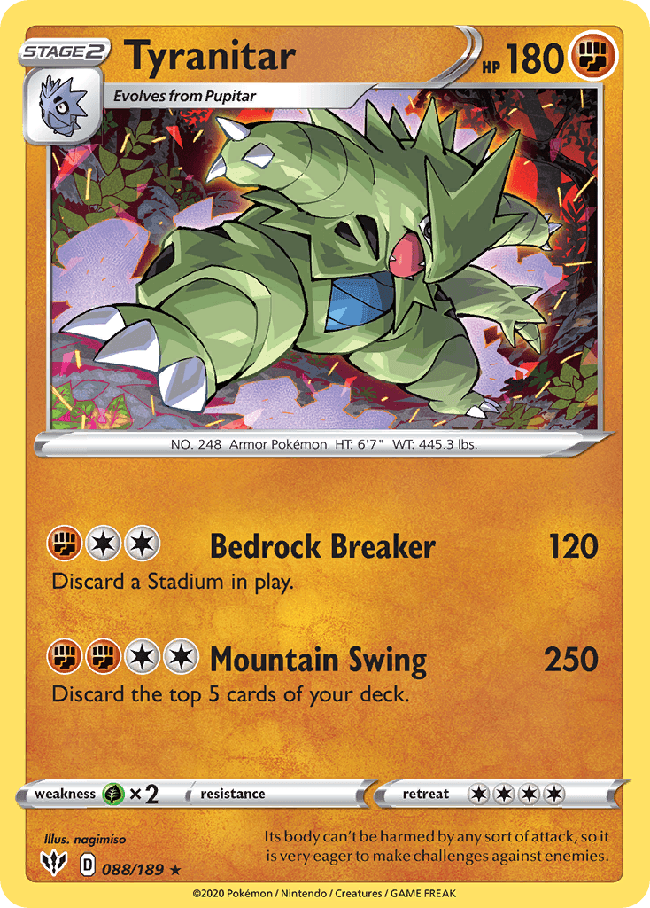 Tyranitar, carta 88 de Darkness Ablaze