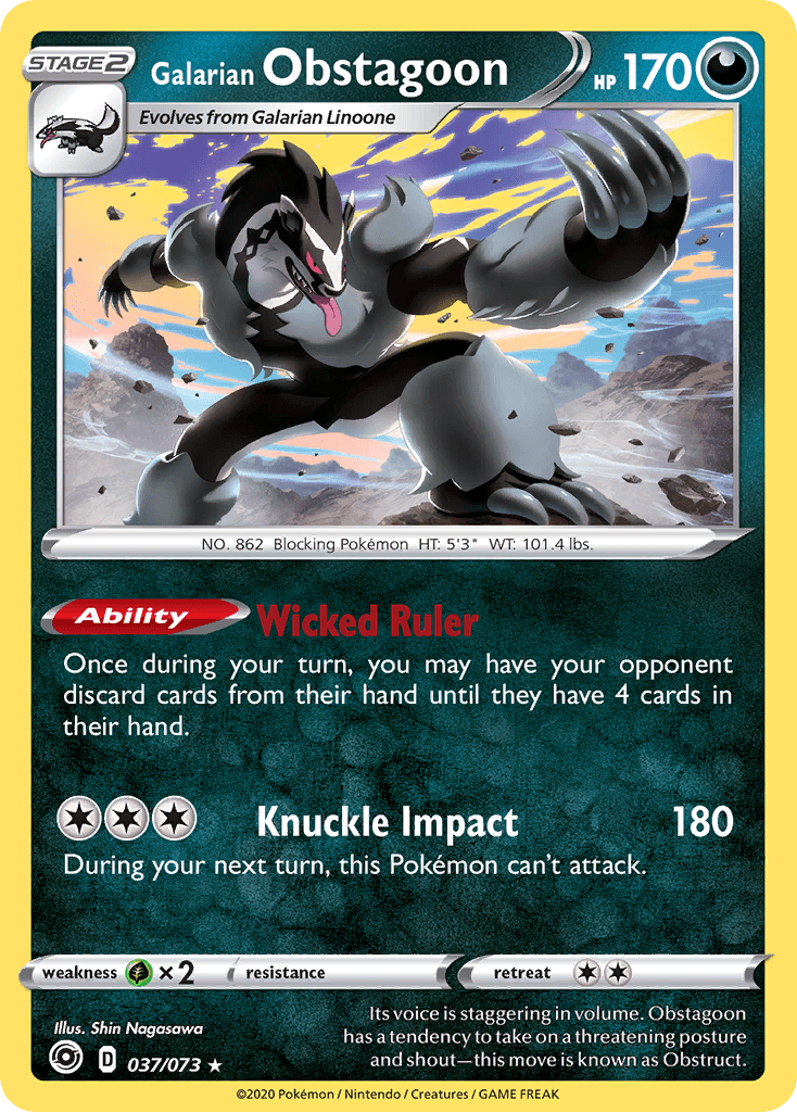 Galarian Obstagoon, carta 37 de Champion's Path
