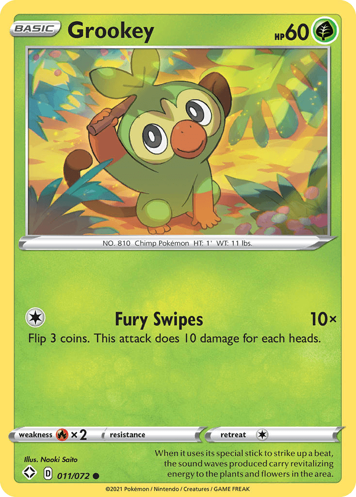 Grookey, carta 11 de Shining Fates