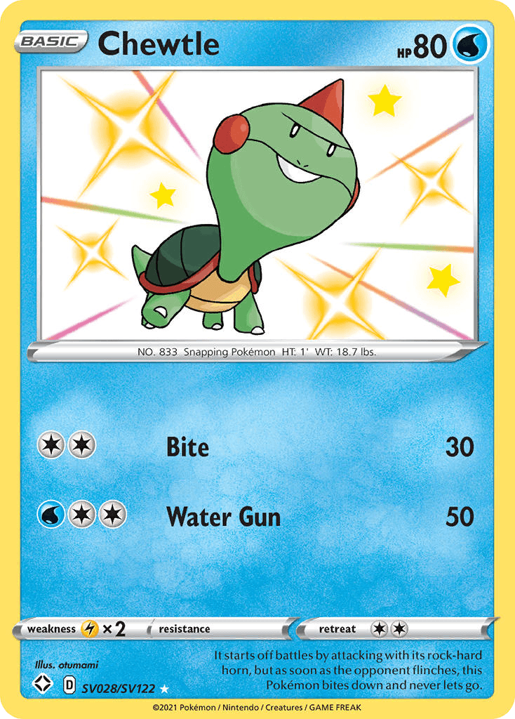 Chewtle, carta SV028 de Shining Fates Shiny Vault