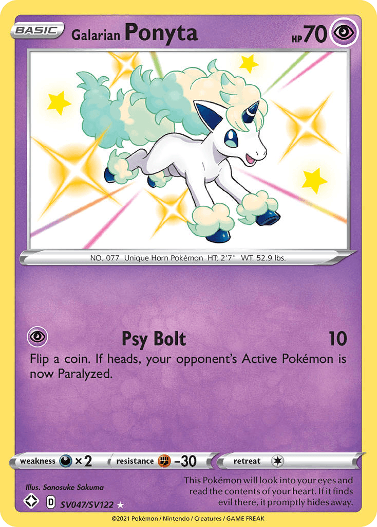 Galarian Ponyta, carta SV047 de Shining Fates Shiny Vault