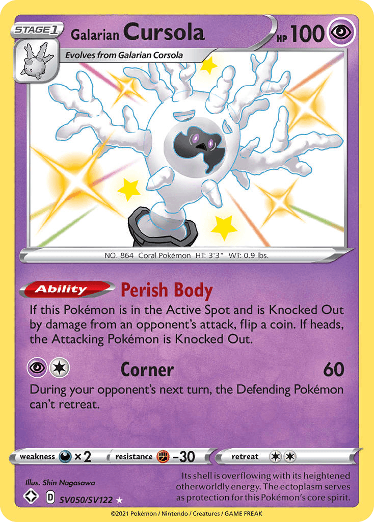 Galarian Cursola, carta SV050 de Shining Fates Shiny Vault