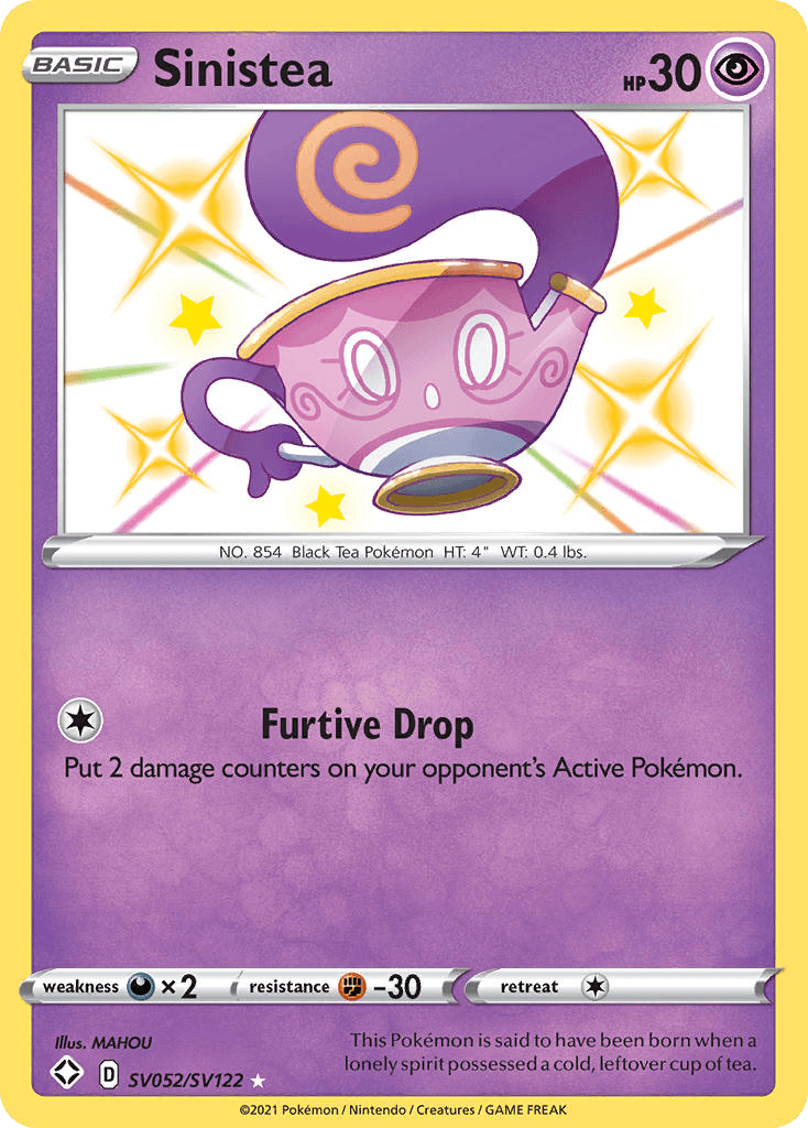 Sinistea, carta SV052 de Shining Fates Shiny Vault