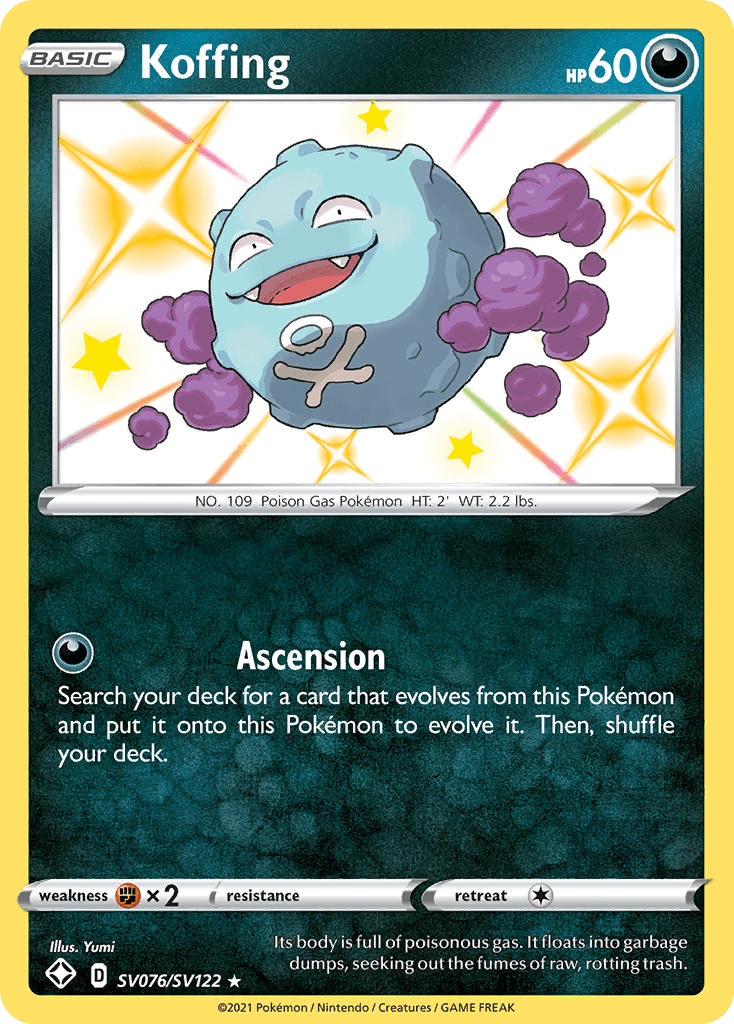 Koffing, carta SV076 de Shining Fates Shiny Vault