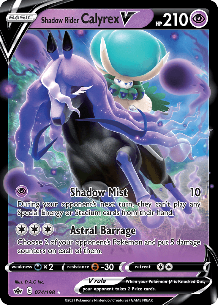 Shadow Rider Calyrex V, carta 74 de Chilling Reign