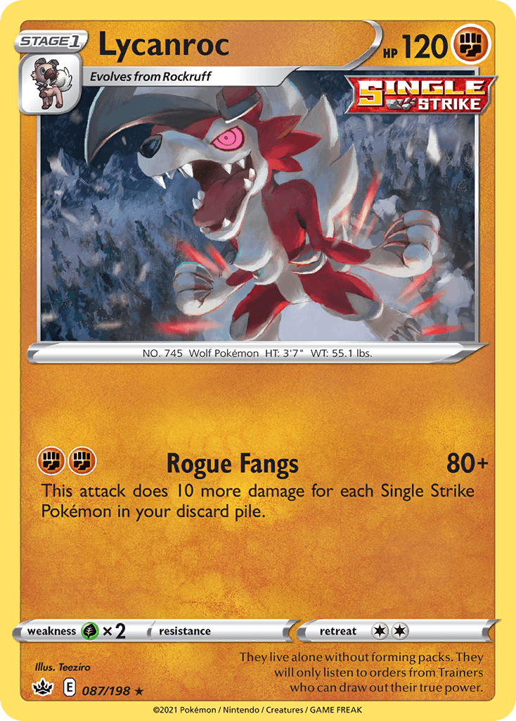 Lycanroc, carta 87 de Chilling Reign